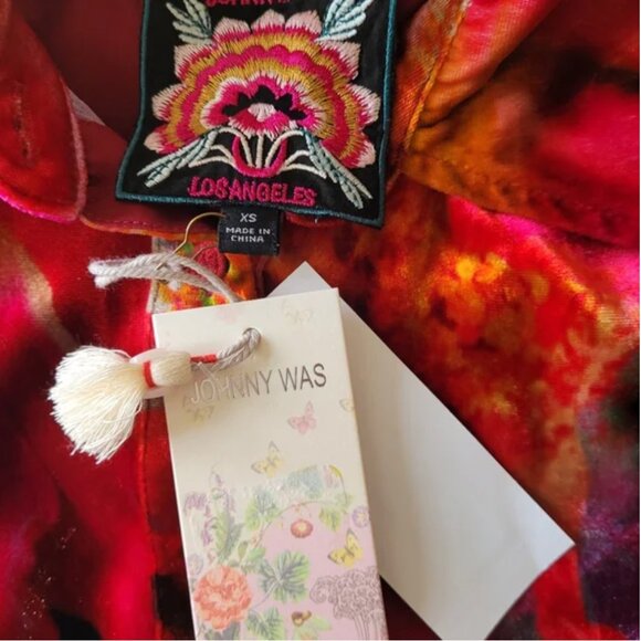 JOHNNY WAS NWT Velvet Silk Button Down Shirt Blouse size XS - Picture 7 of 8